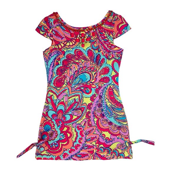 LILLY PULITZER Girls Dress Sea Life Print Hot Pink Beads Jewels Size 10